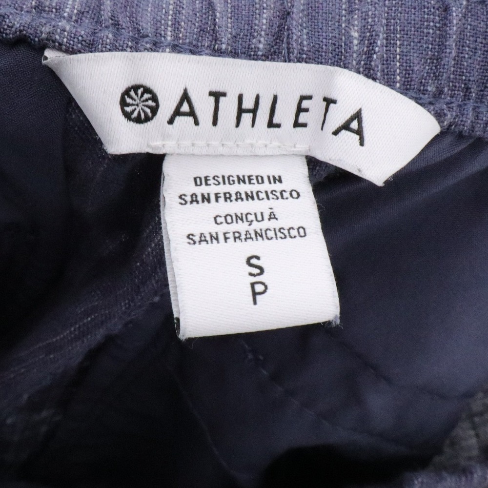 Athleta Linen Ankle Pants Relaxed Drawstring Blue Petite Small - Picture 6 of 7